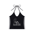 Women's Color Block Halter Crop Tank Top
