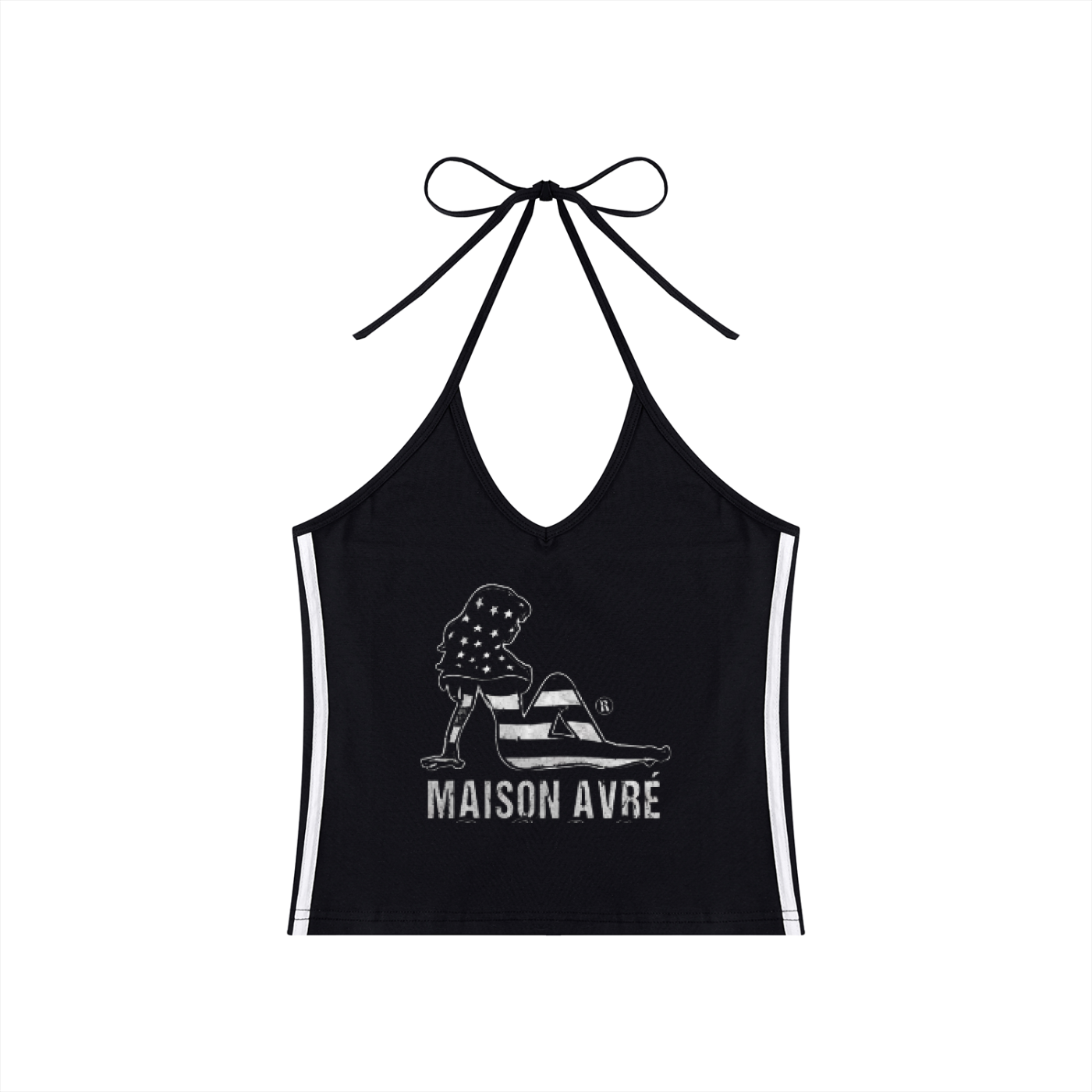 Women's Color Block Halter Crop Tank Top